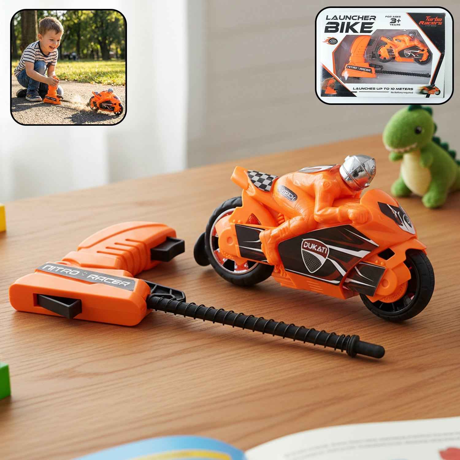 Launcher Racing Bike Toy for Kids – Manual Pull High-Speed Fun