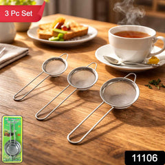 Tea Strainer – Stainless Steel 3-Piece Set with Fine Mesh