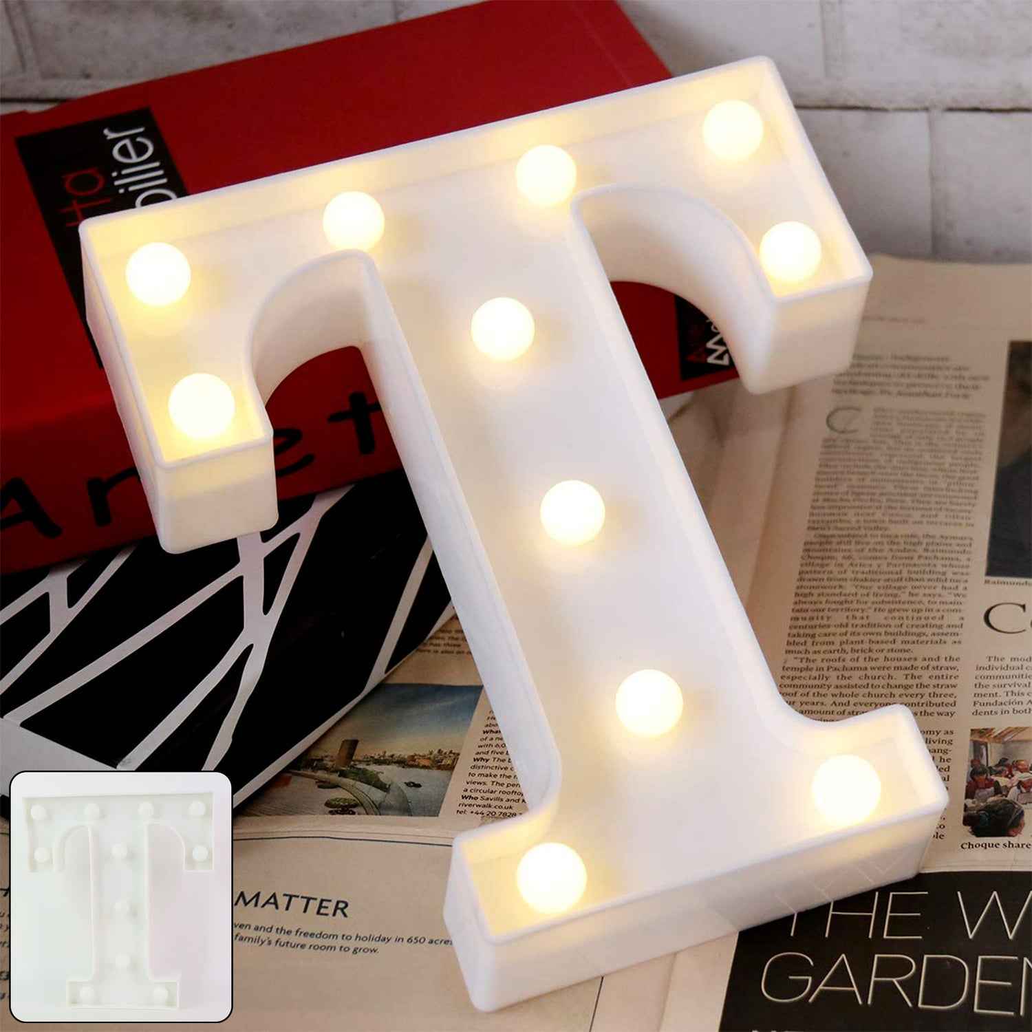 LED Marquee Alphabet Letter Light T – Warm Glow Battery Operated