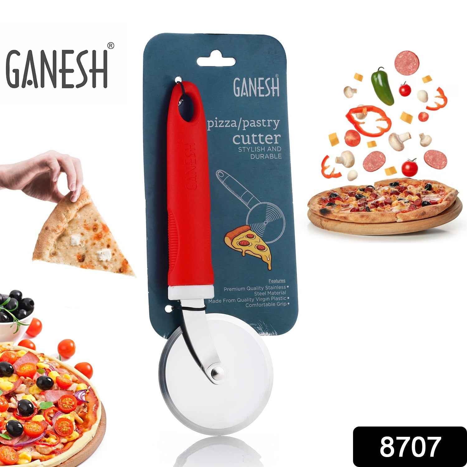 Pizza Cutter Wheel – Stainless Steel & Plastic Grip | Ganesh
