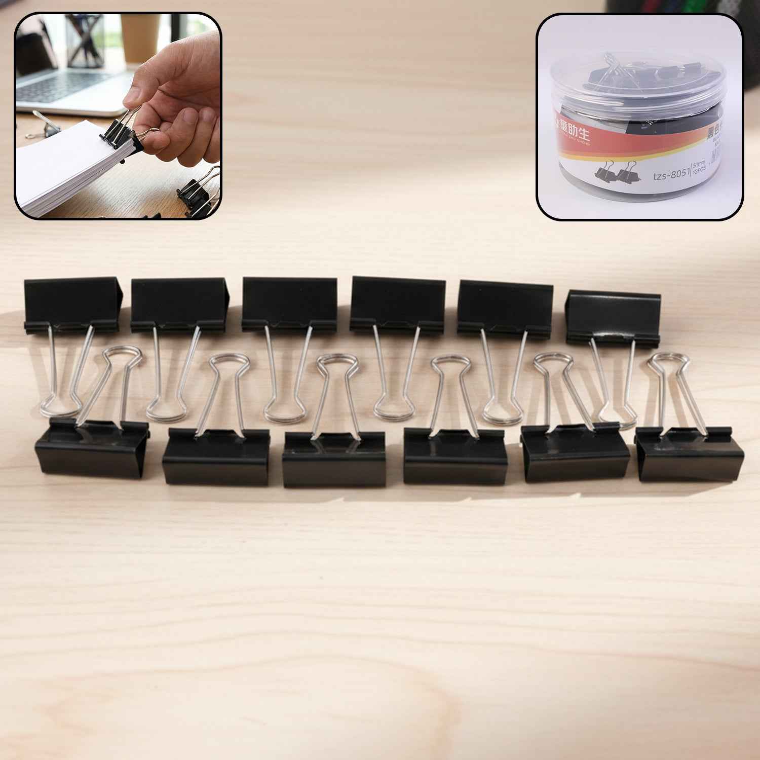 51 mm Large Binder Clips – Strong Secure Paper Holders (12 Pc Set)