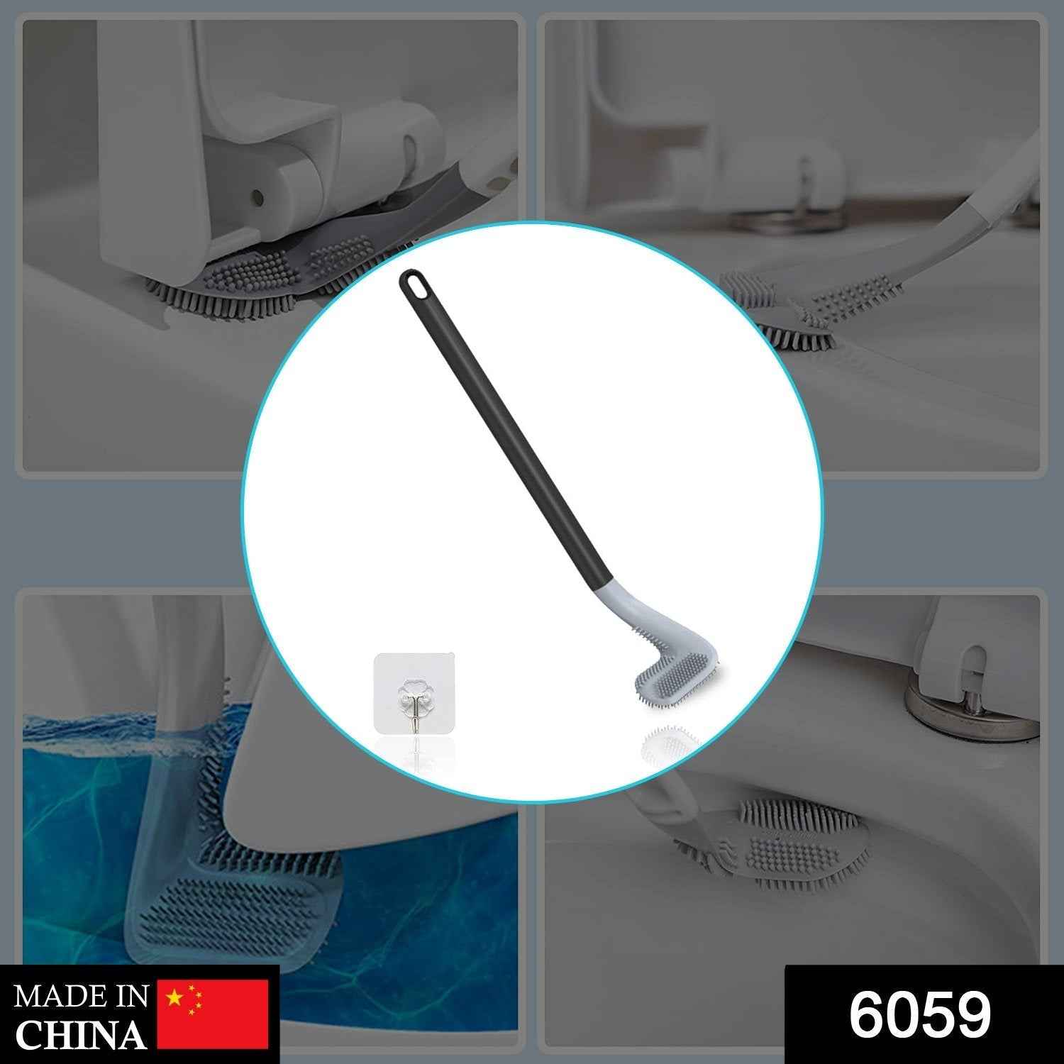 Ergonomic golf toilet brush with silicone bristles, ideal for deep cleaning.