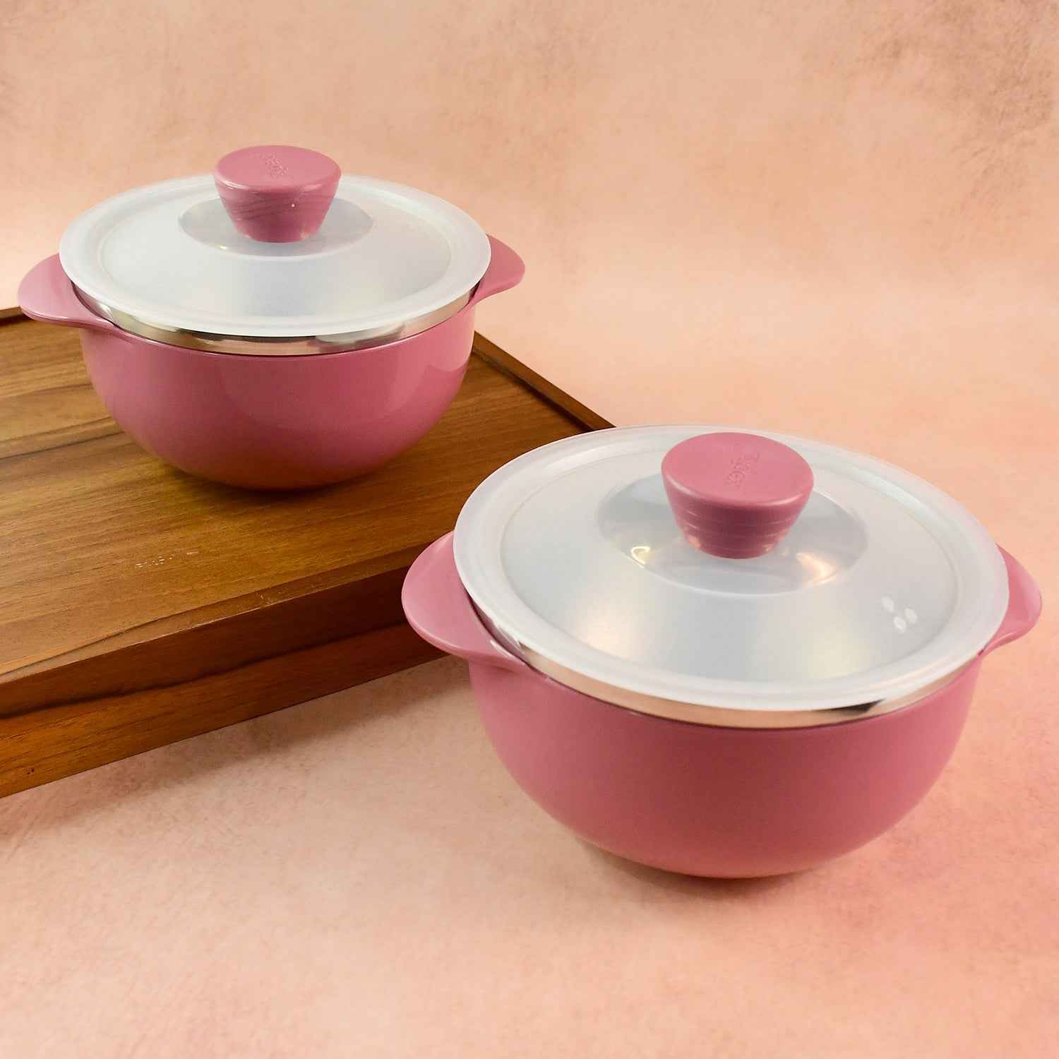 Plastic Serving Bowl Set with Lids – Airtight, Microwave Safe 2 Pieces