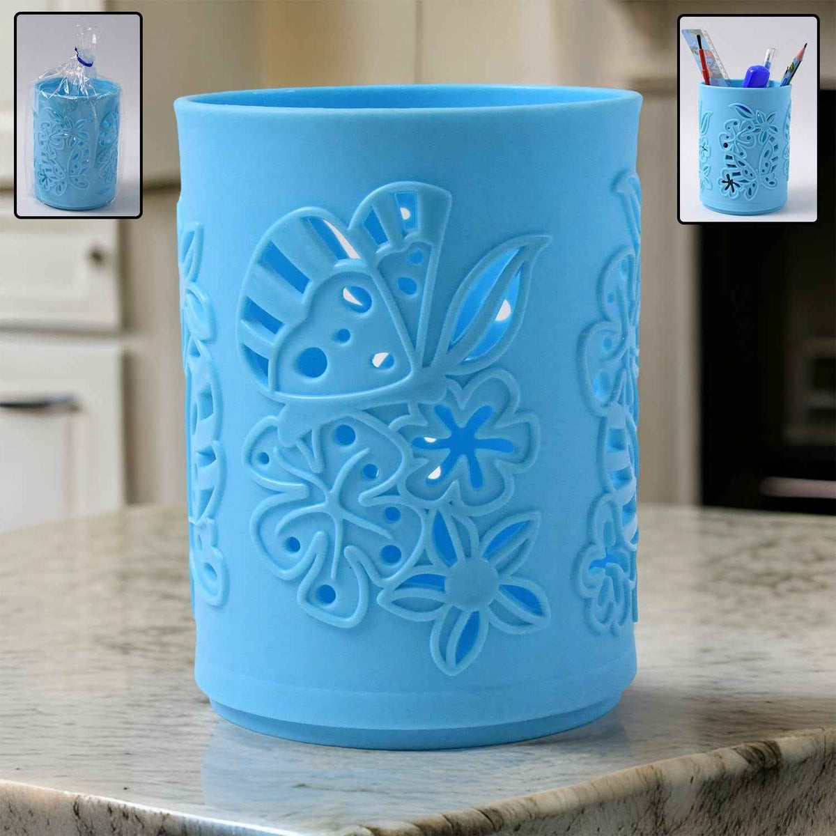 Pen Holder – Durable Plastic Mesh Desk Organizer Stand