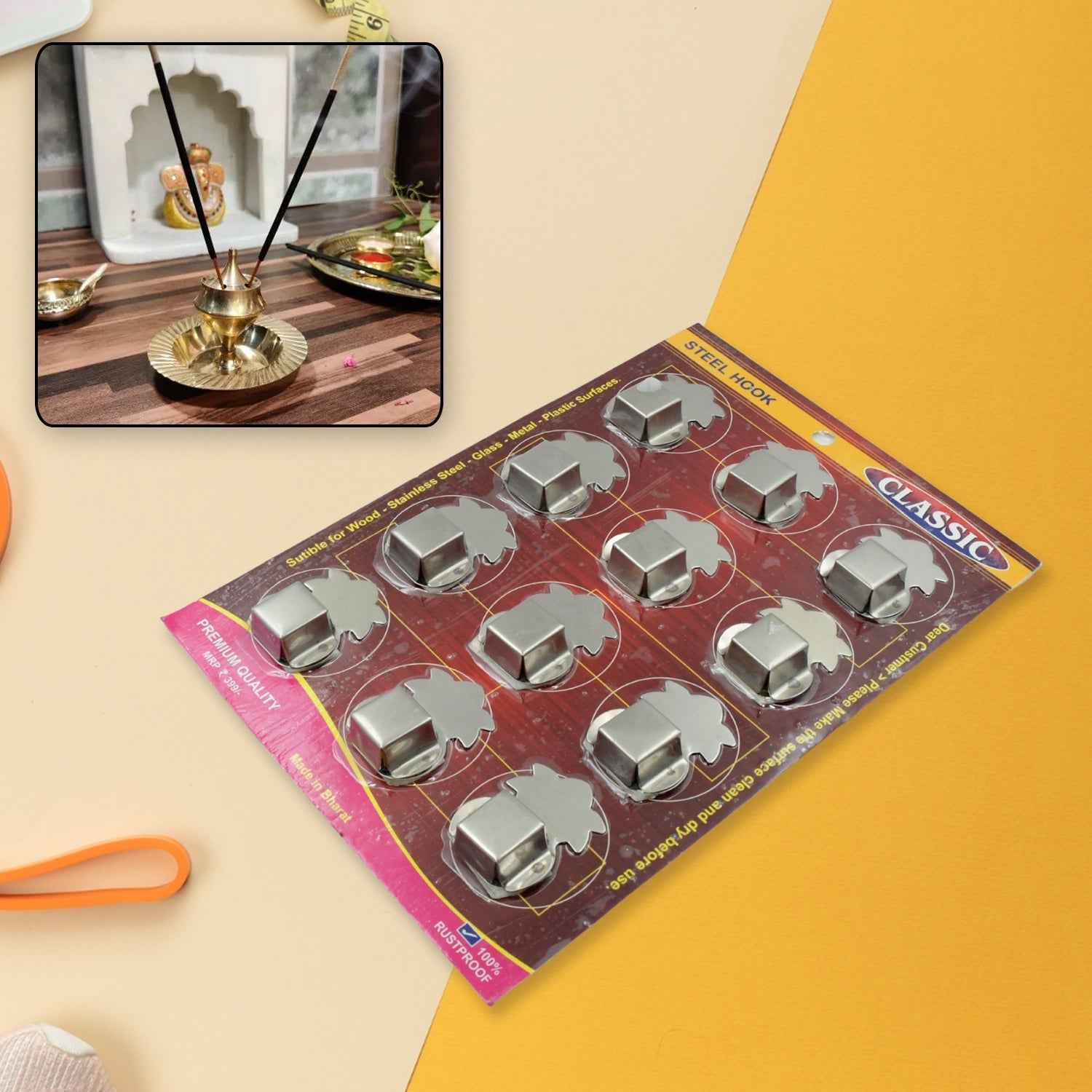 Stainless Steel Agarbatti Stand – Wall Mounted 12 Pack | Indo Glow