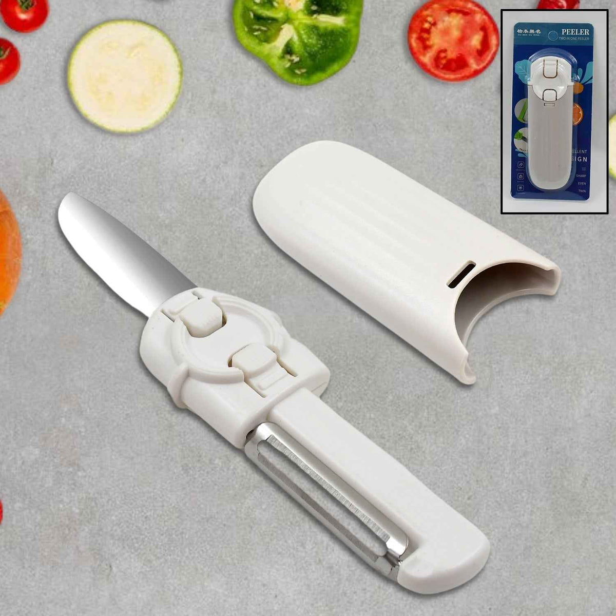 2-in-1 Knife Peeler – Stainless Steel & Portable | Quickslice