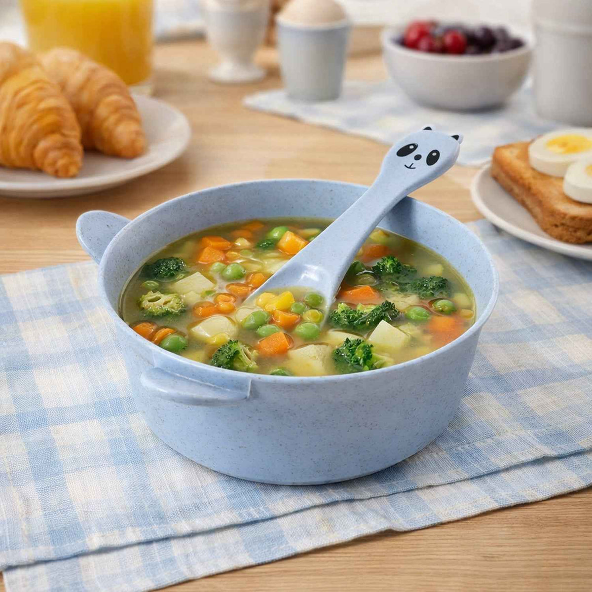 Wheat Straw Kids Soup Bowl with Matching Spoon – Eco-Friendly & Unbreakable