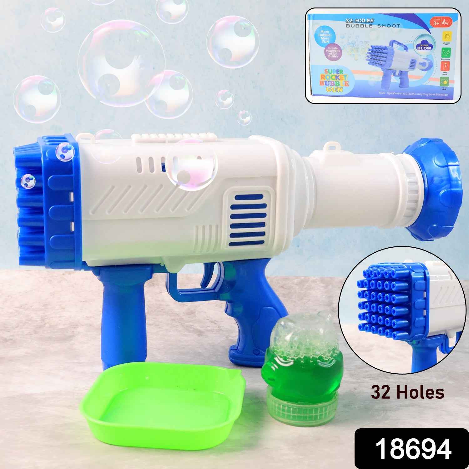 Bubble Gun for Kids – 32 Holes, Powerful Blaster | Play & Move