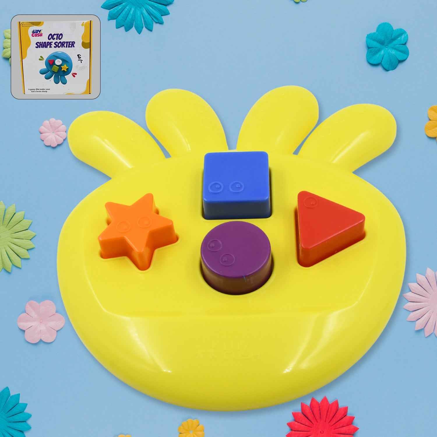 Vibrant Octo Shape Sorter Toy with various colored blocks, ready for educational play.