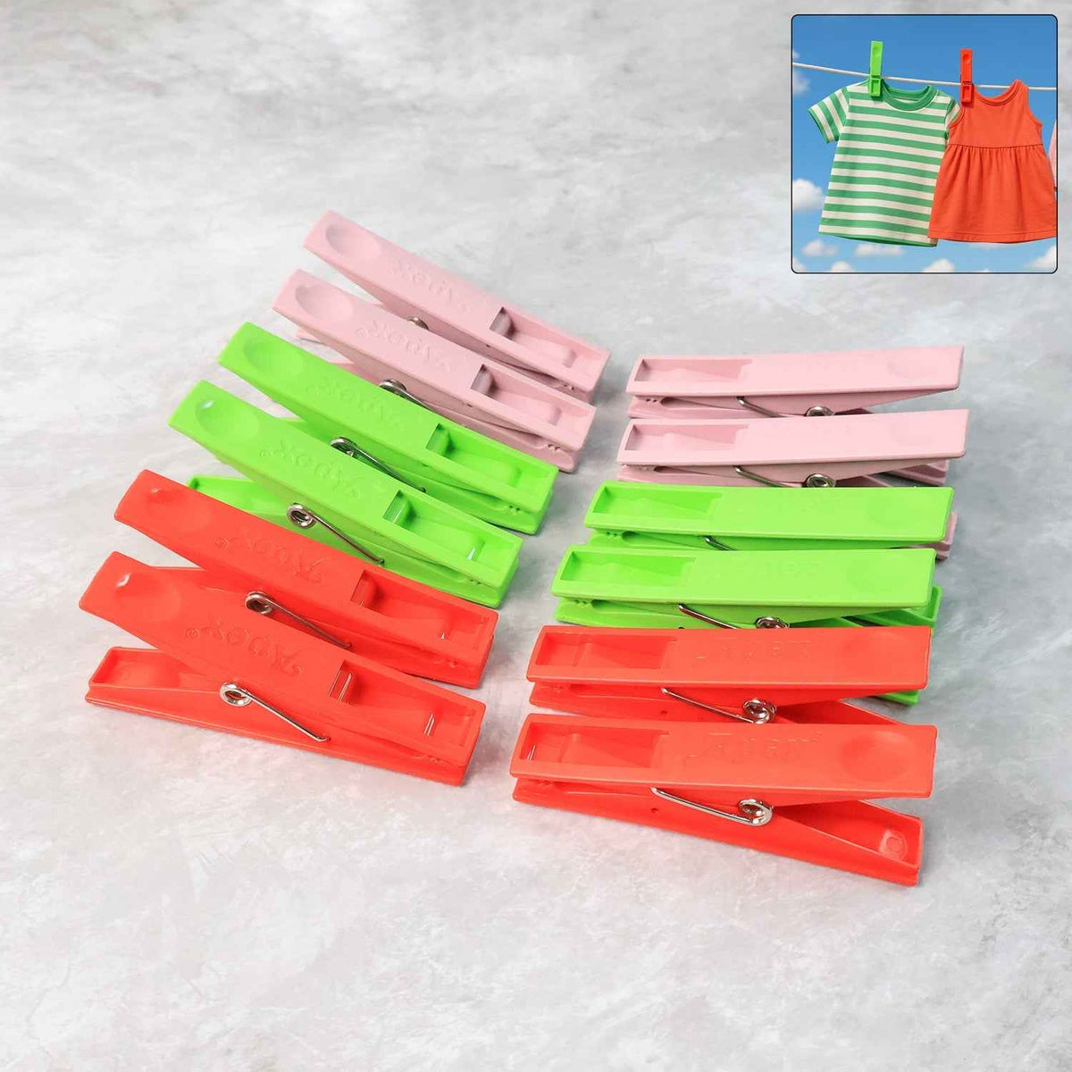 Cloth Clips Set of 12 – Durable Plastic Laundry Pegs with Strong Grip
