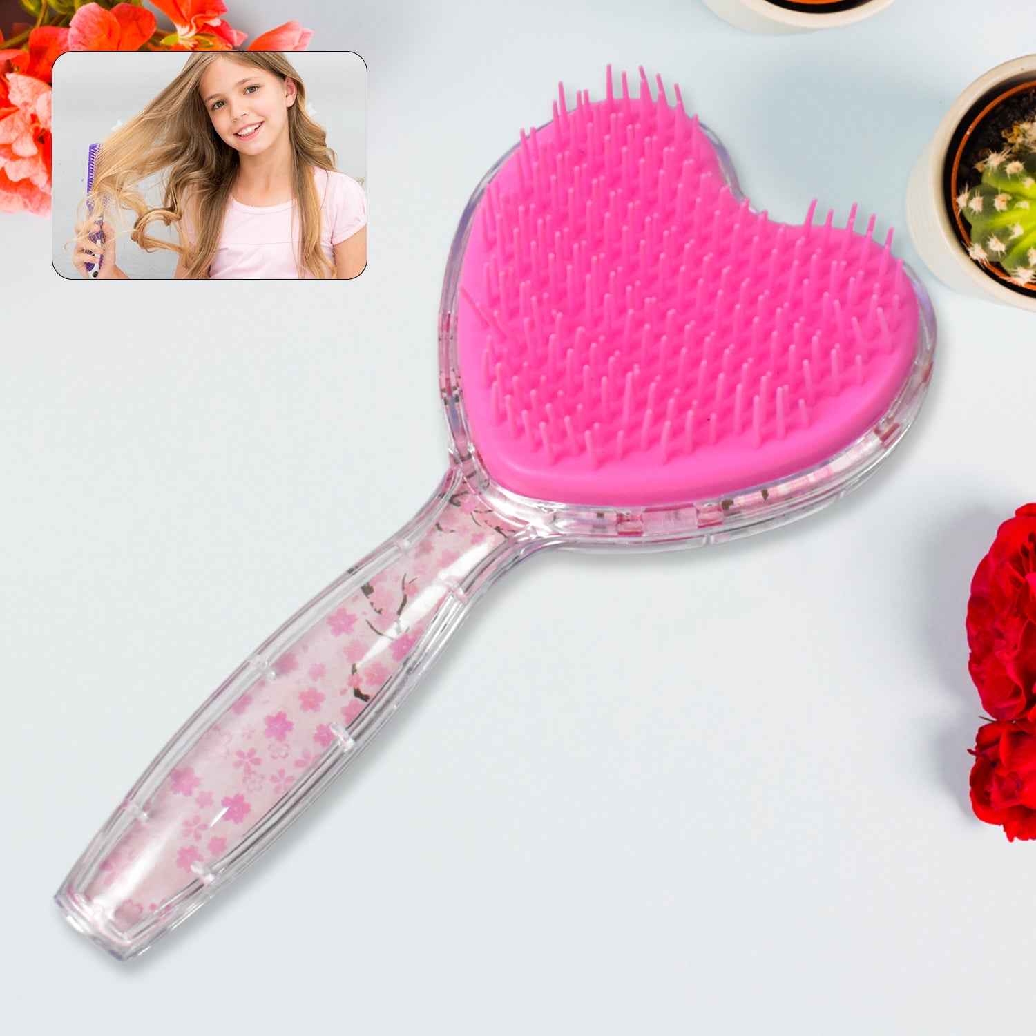 Heart Hair Brush – Gentle Detangling & Scalp Massage | Calm & Curl