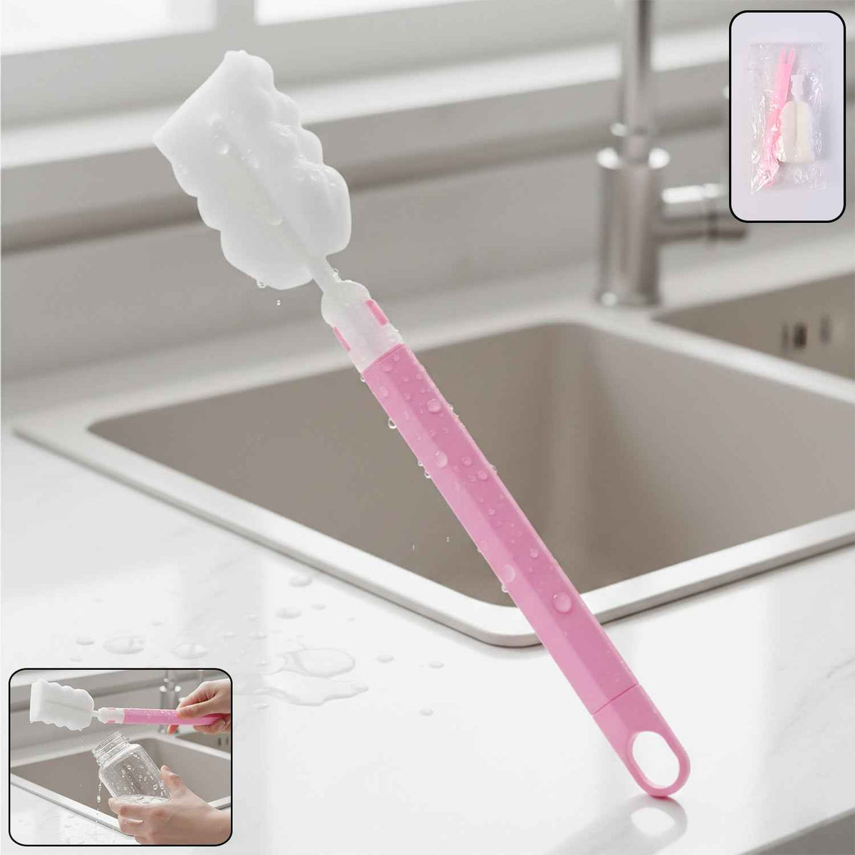 Long Handle Silicone Bottle Brush Ð Gentle & Flexible Cleaning