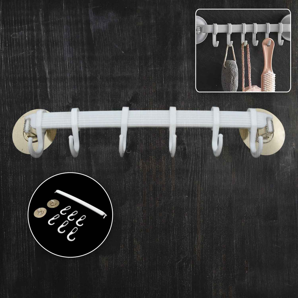 Wall-Mounted Towel Hanger – No-Drill Adhesive Rack | Mini Bubbles