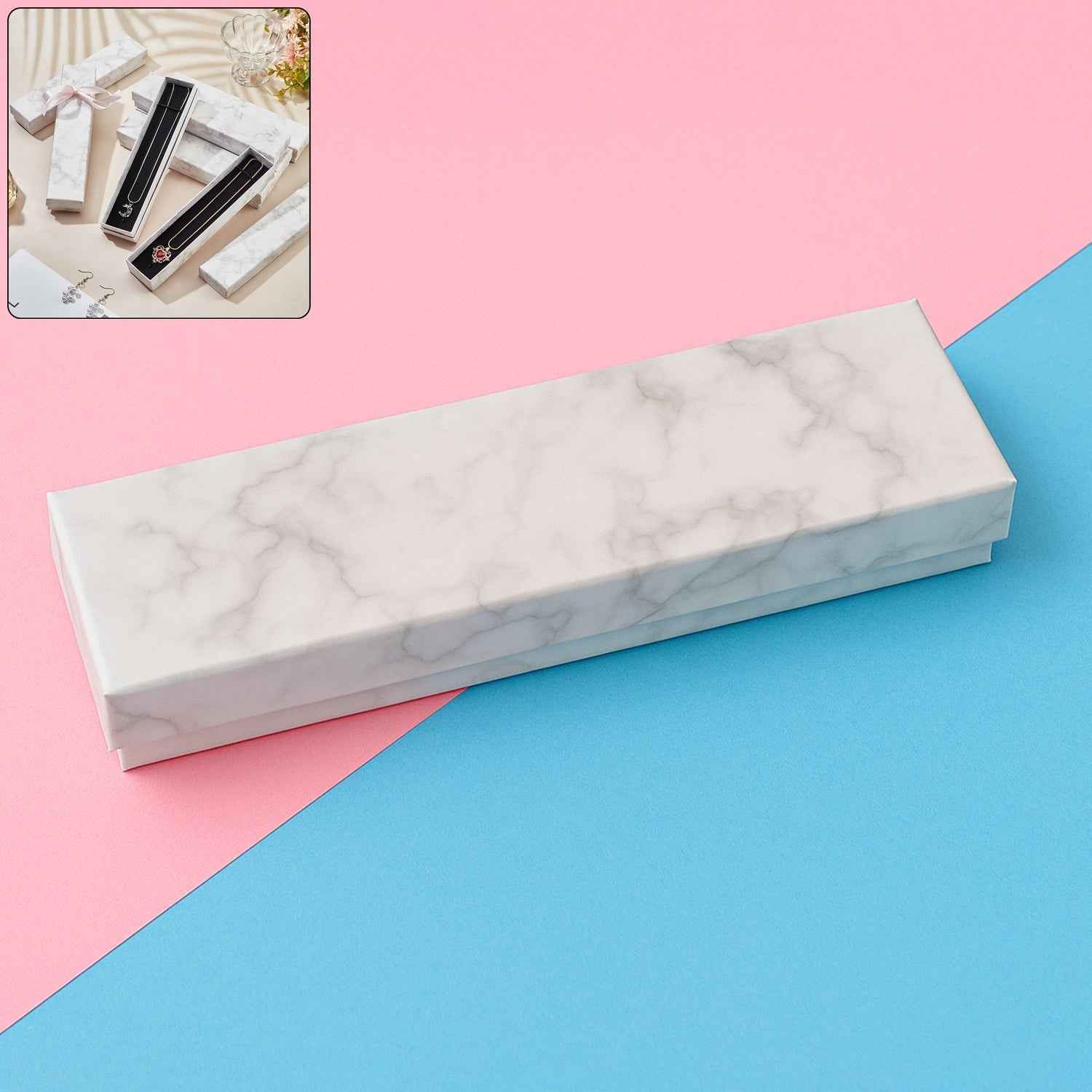 Jewelry Gift Box – Marble Finish Velvet Insert for Bracelets 21x5cm