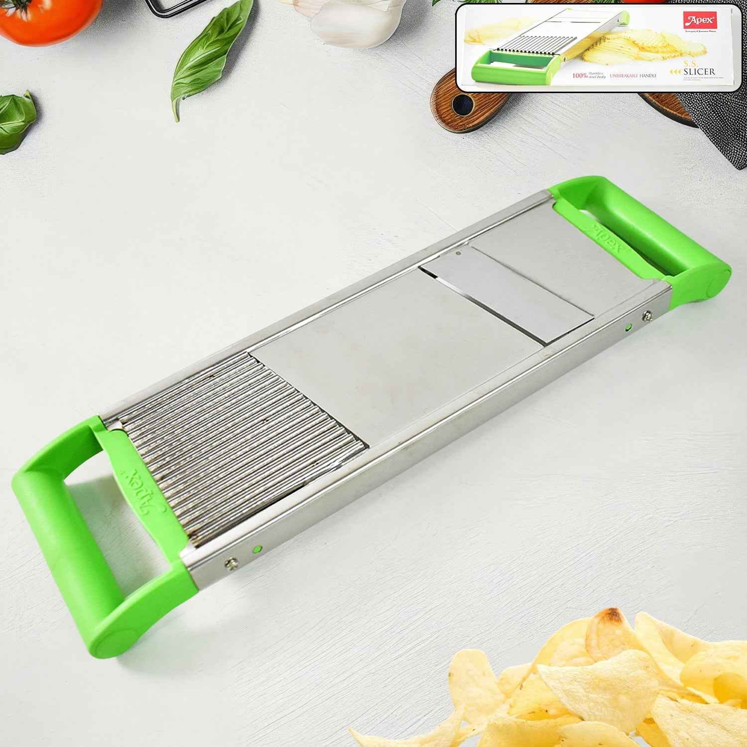 Stainless Steel Vegetable Slicer – Durable 2-in-1 Mandoline Cutter