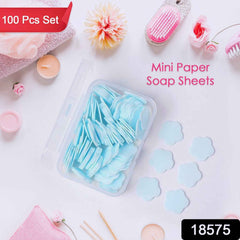 Close-up of vibrant flower-shaped dissolving soap paper sheets.