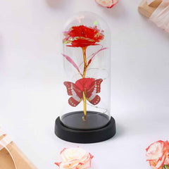 LED Eternal Rose in Plastic Dome – Romantic Night Light Gift