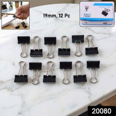 Black Metal Binder Clips 19mm – Strong 12-Piece Set