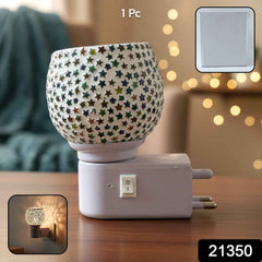 Star Pattern Mosaic Night Lamp – Warm Ambient Plug-In Light