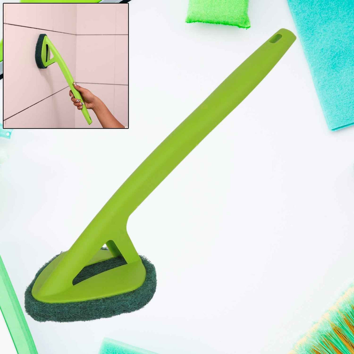 Long Handle Scrubber – Triangular Sponge Pad for Deep Cleaning | Pro Clean