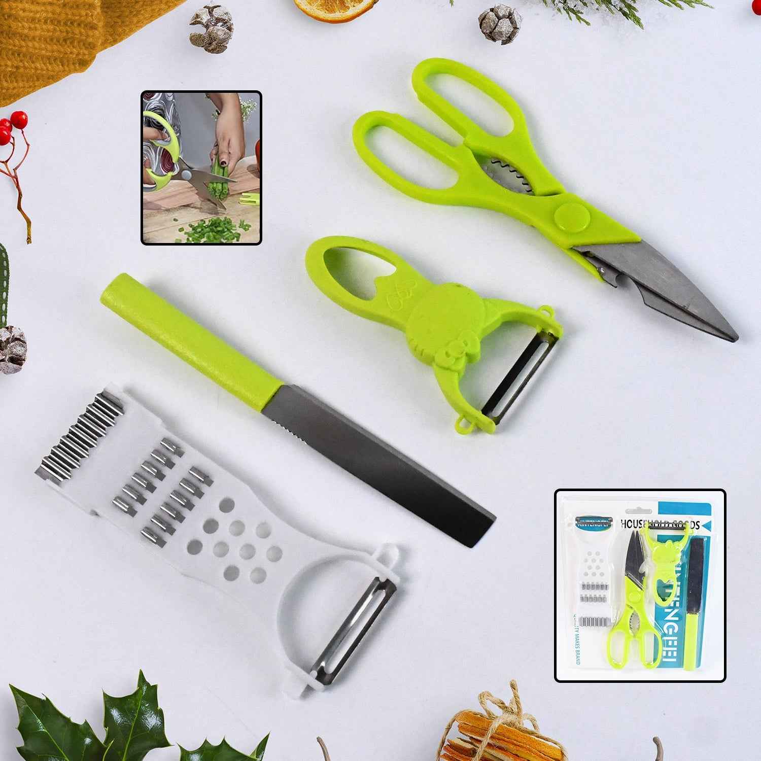 Kitchen Cutting Set – 4-Piece Stainless Steel Multi-Tool Kit