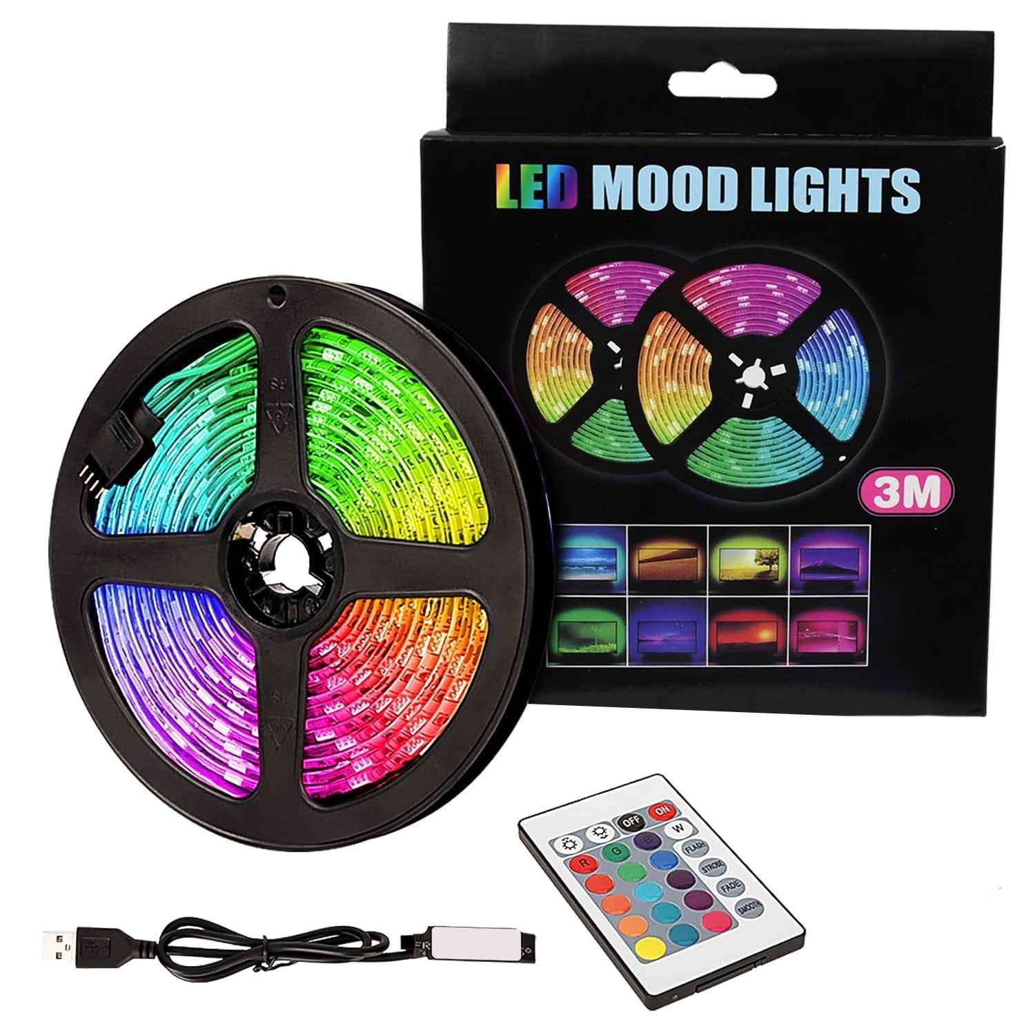RGB LED Strip Lights – 3M Multi-Colour USB with Remote | Indo Glow