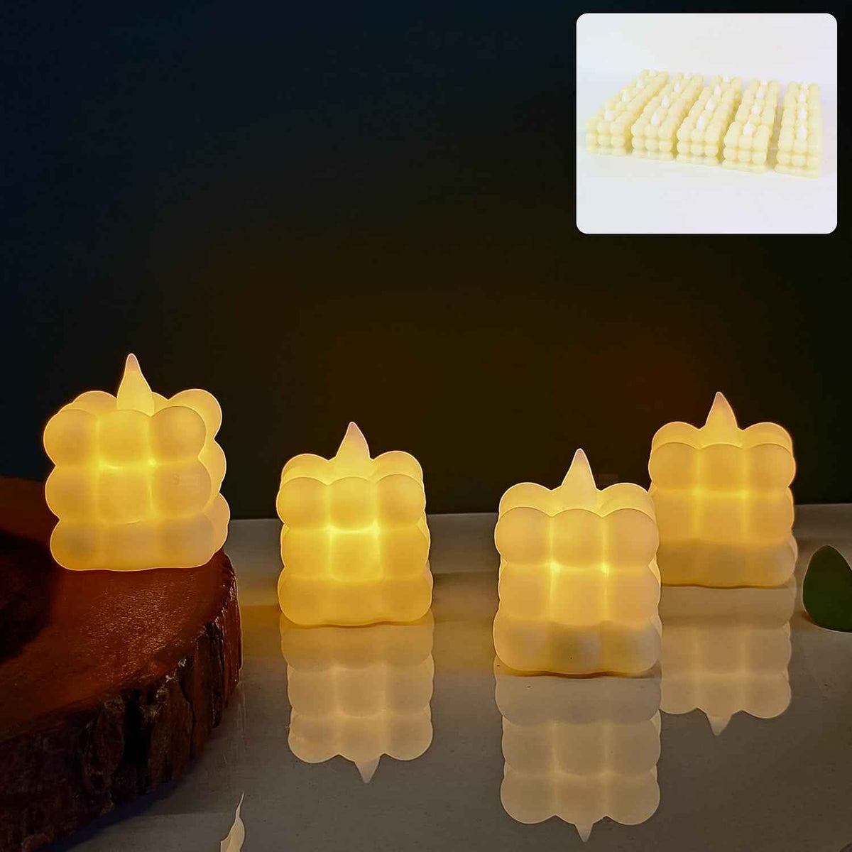 LED Flameless Cube Candles – Set of 24 Decorative Lights
