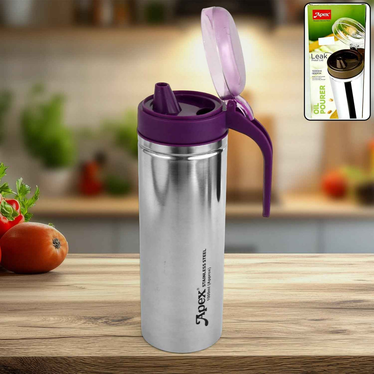 Stainless Steel Oil Pourer – 1000ml Durable Kitchen Dispenser