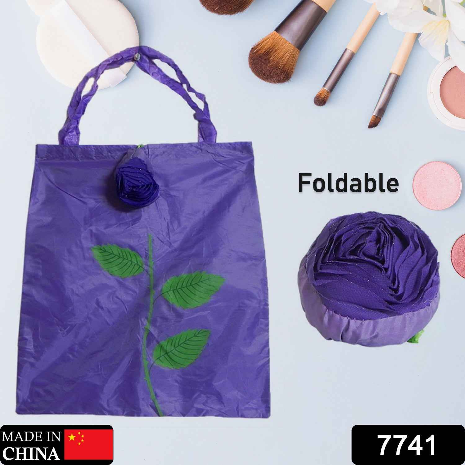 Foldable Shopping Bag – Rose Design Reusable Eco Tote | Organivo