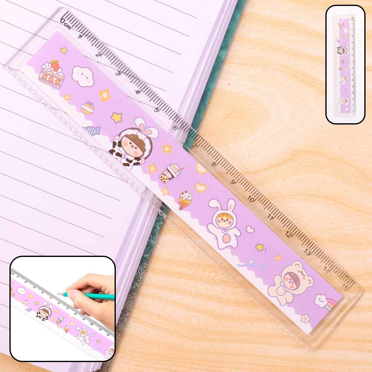 Kids Plastic Ruler – Durable Cartoon Design with Clear Markings