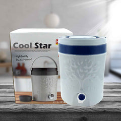 Front view of the 5000ml insulated water jug with an easy-flow tap for convenience.