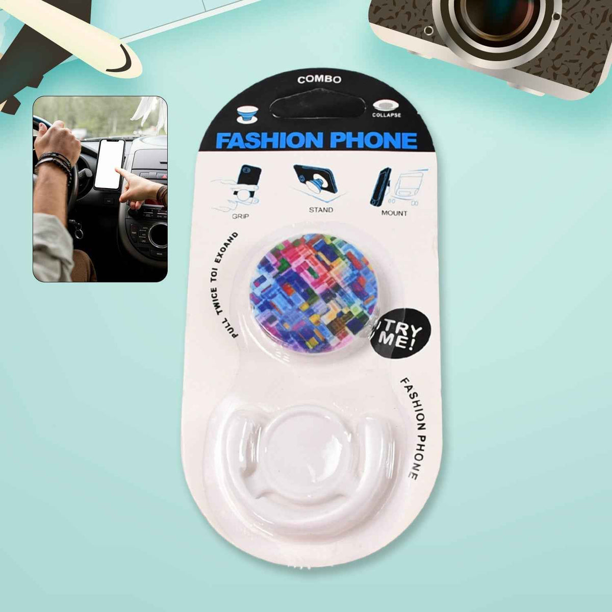 Stylish mobile phone holder with enamel watermelon design.