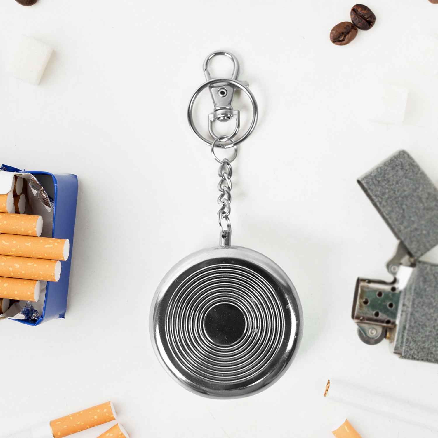 Mini Stainless Steel Ashtray Ð Portable with Secure Lid for Travel