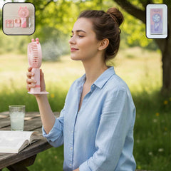 Mini Fan with LED Light – Portable & Rechargeable for Travel & Home