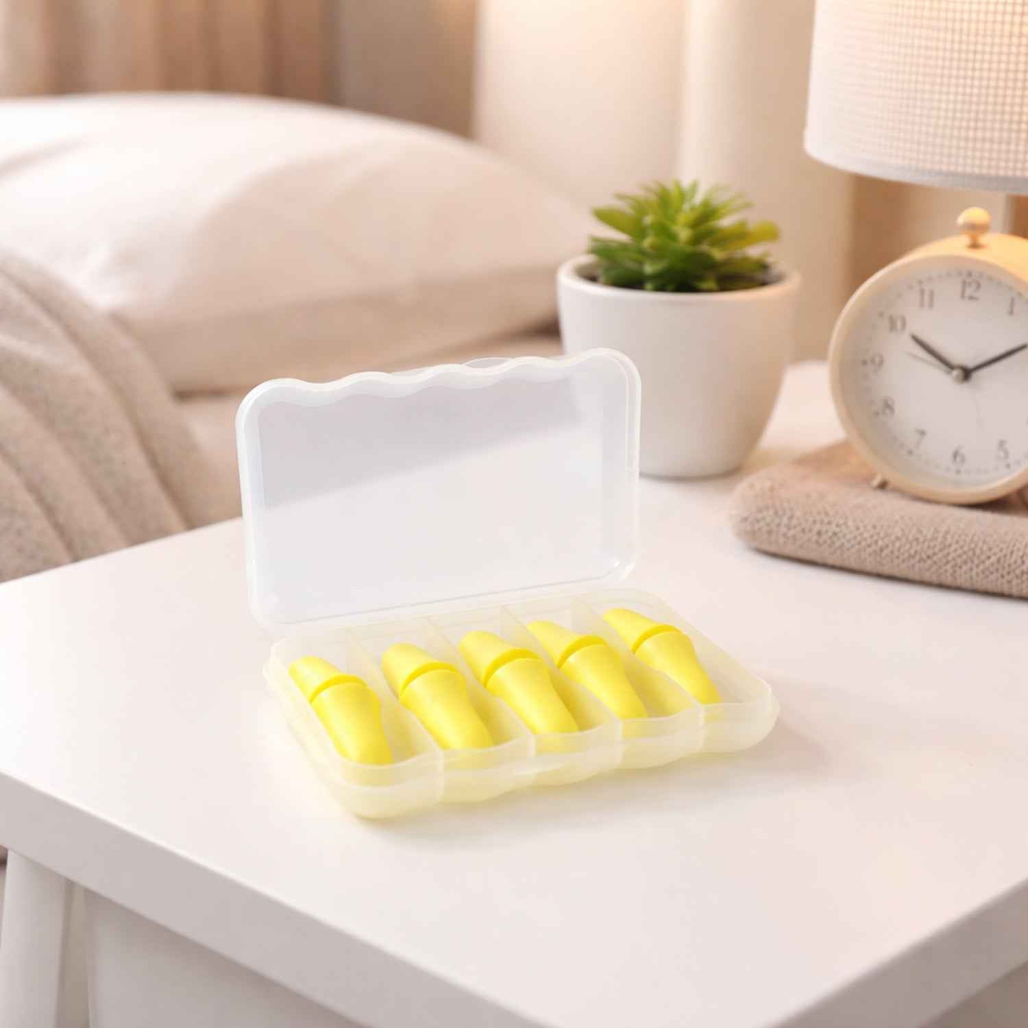 Foam Ear Plugs – Soft Noise Reduction with Storage Case (5 Pairs)