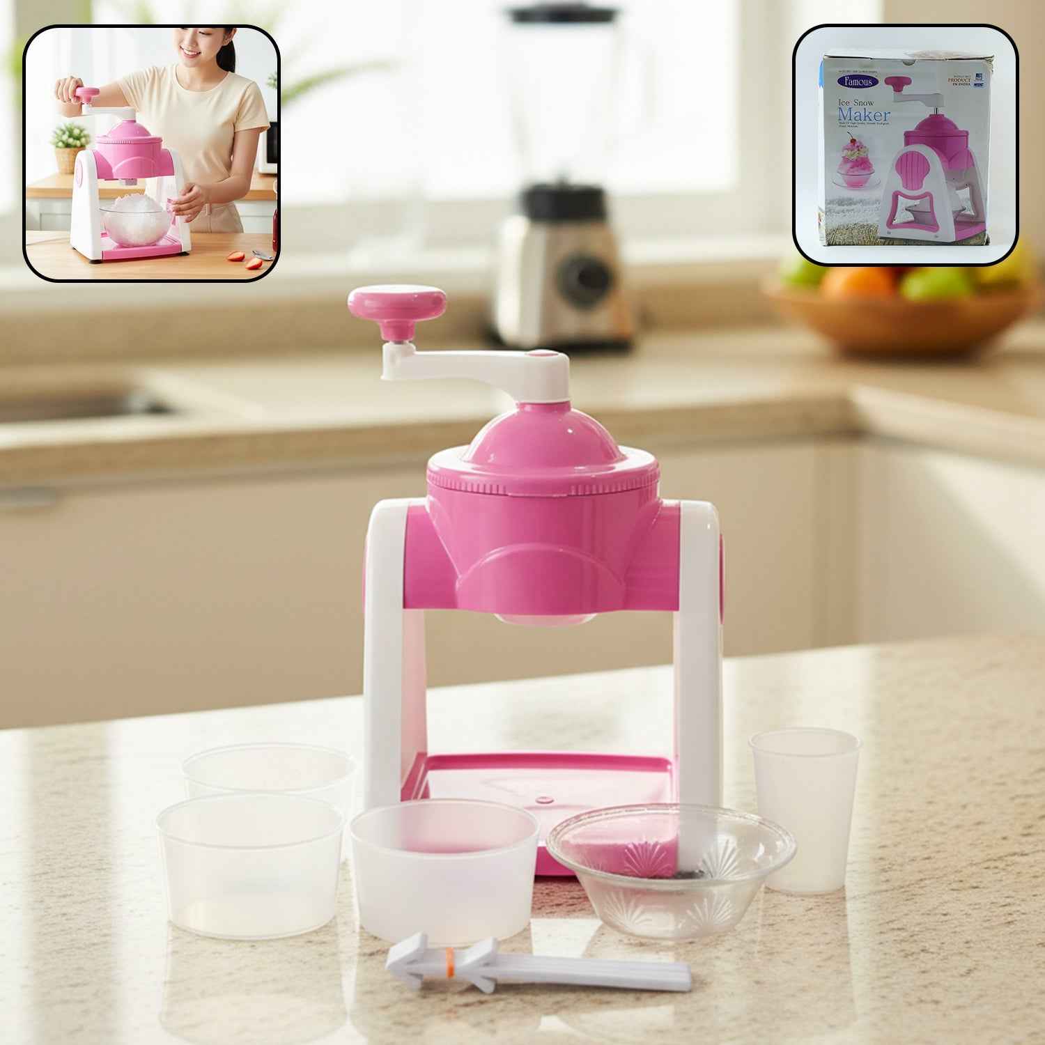 Manual Portable Pink Gola Maker – Hygienic Ice Slush Maker