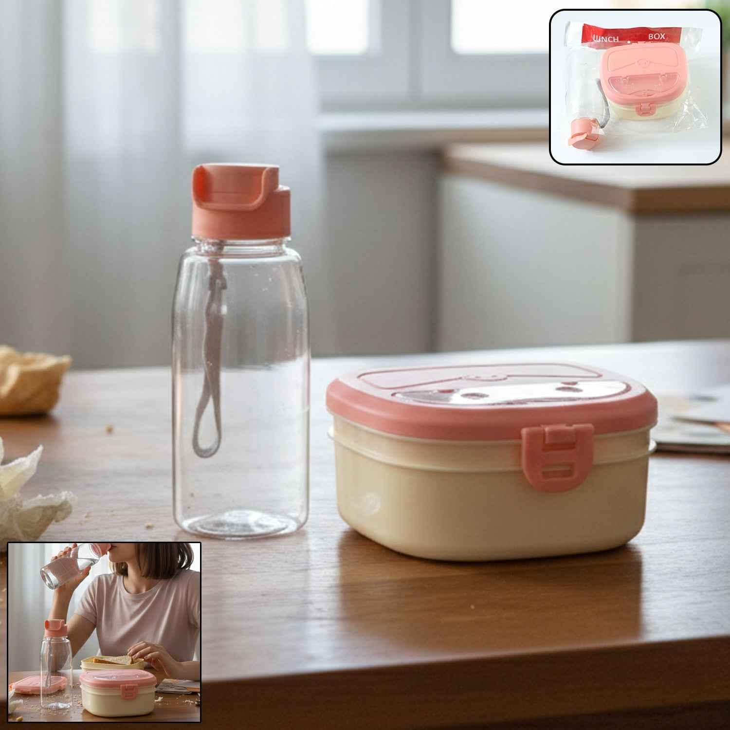 Plastic Lunch Box Set – Secure Lock Lid & Dual Compartments