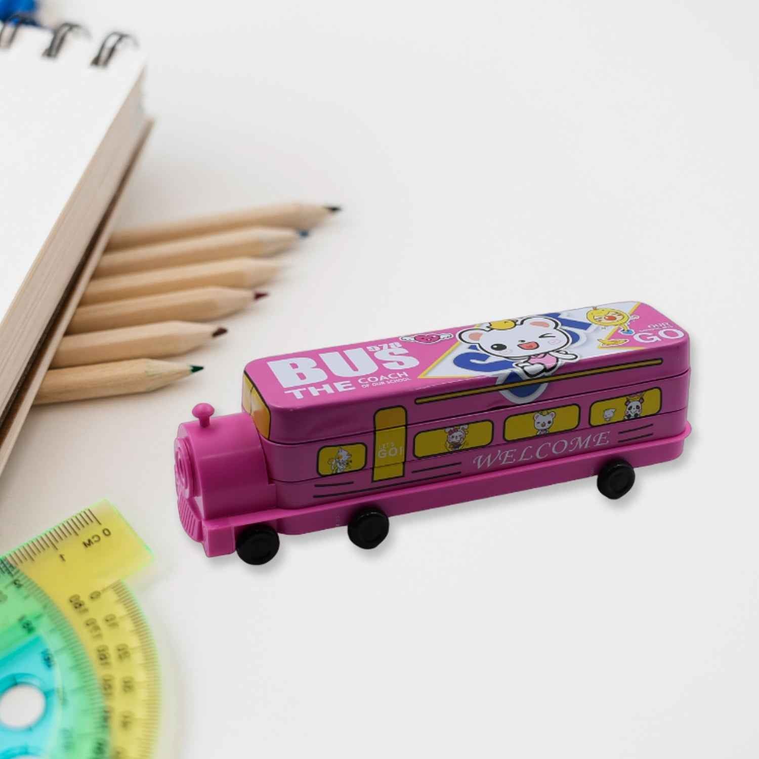 Metal Bus Pencil Case – Double Decker with Sharpener | Deskrova