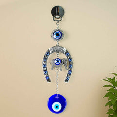 Evil Eye Hanging with Elephant & Horseshoe – Protective Wind Chime