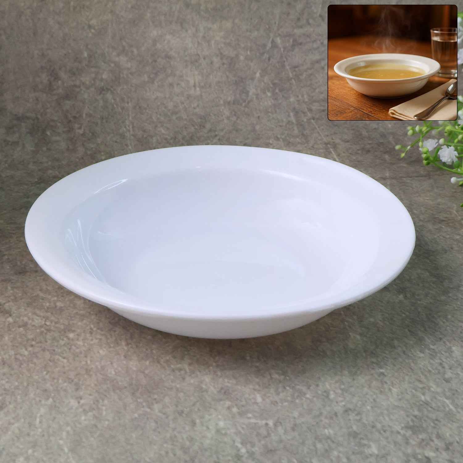 Deep Round Curry Bowl – Durable White Serving Bowl |