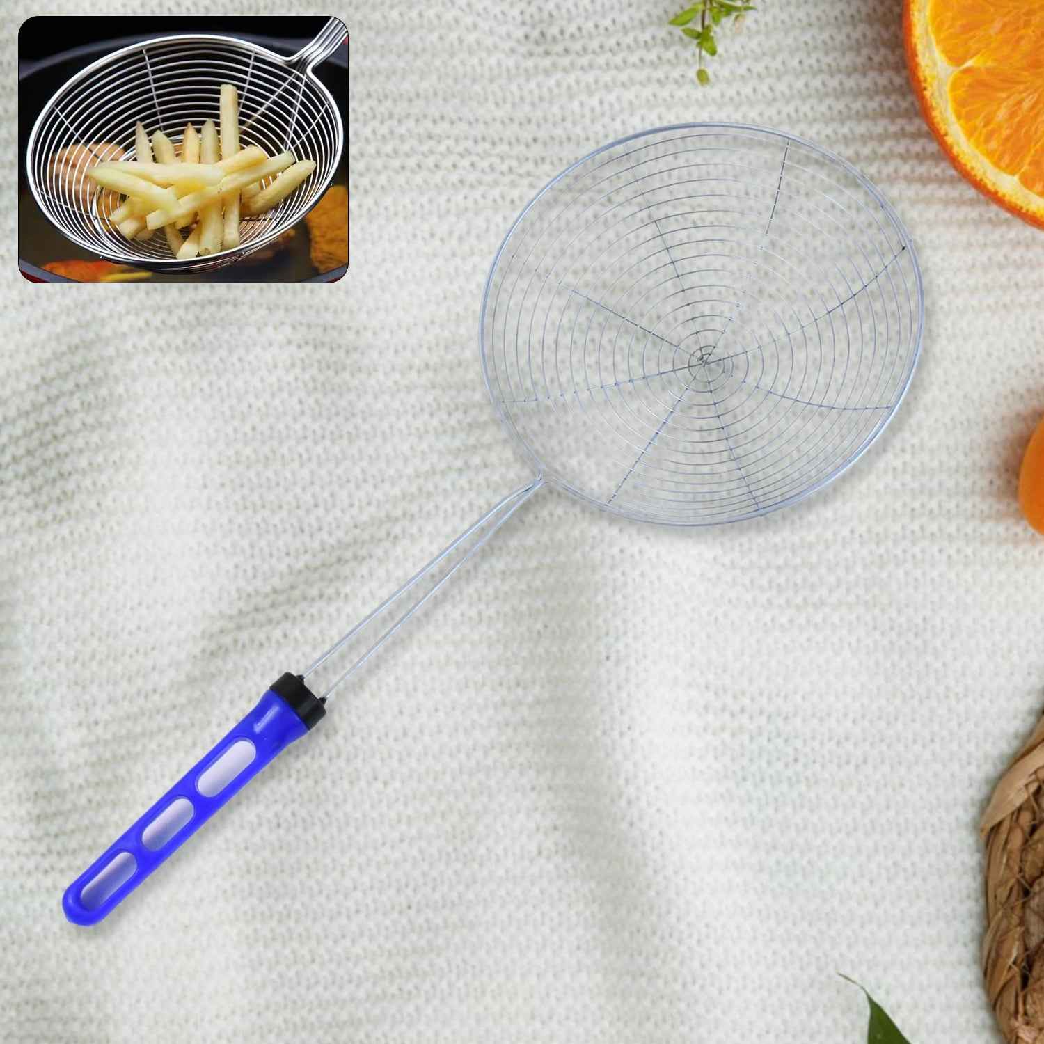 Stainless Steel Deep Fry Strainer – Large Size with Long Handle