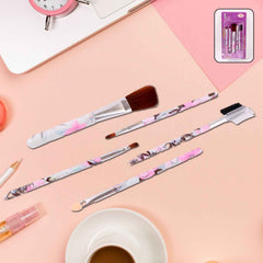 Makeup Brush Set – 5-Piece Floral Face, Eyes & Lips Kit