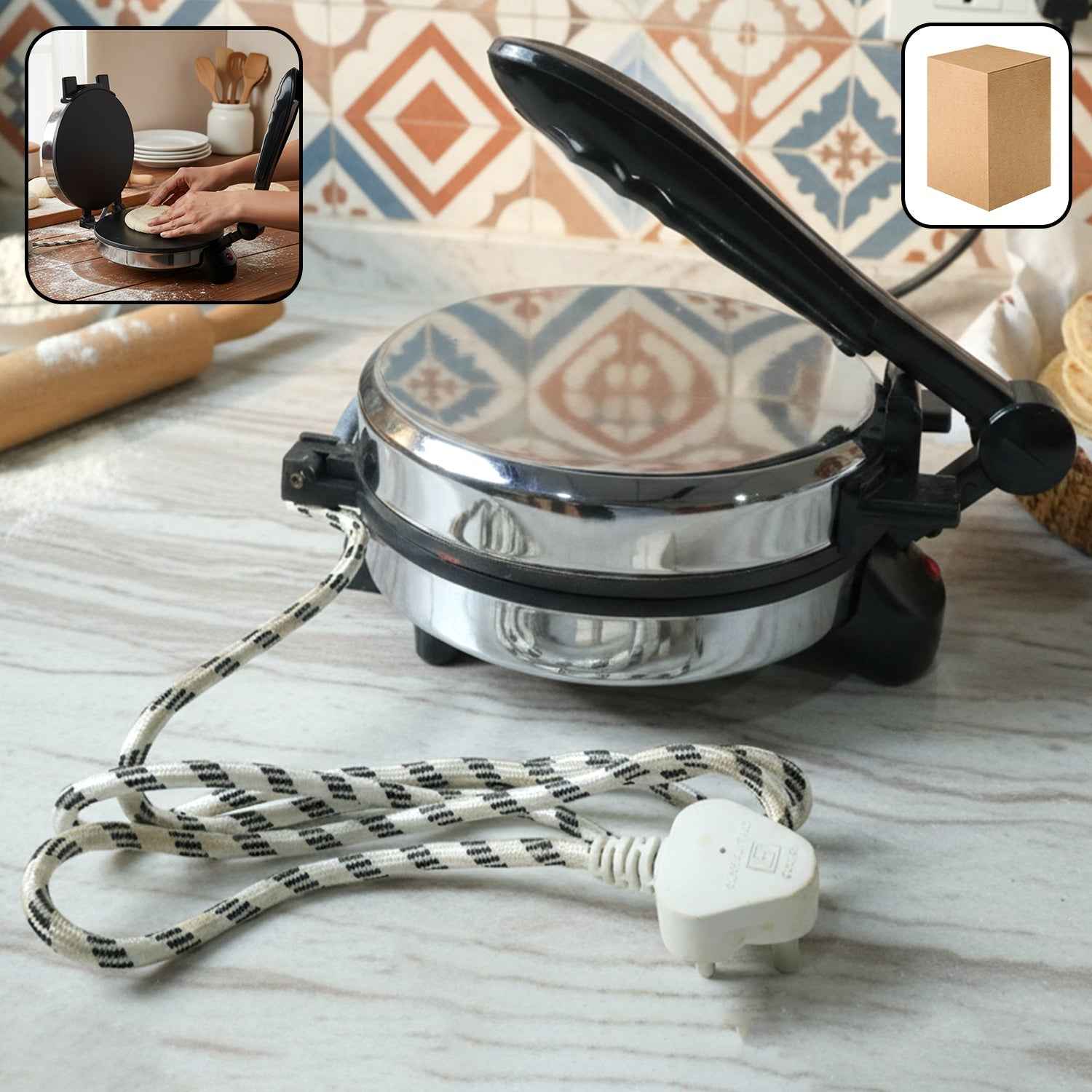 Electric Roti Maker – Stainless Steel Flatbread Cooker for Quick Meals