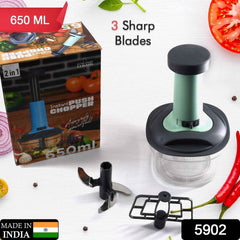 Manual Food Chopper – 3-Blade Hand Push Vegetable Cutter | Quickslice