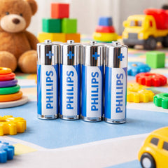 Pack of AA alkaline batteries providing long-lasting power