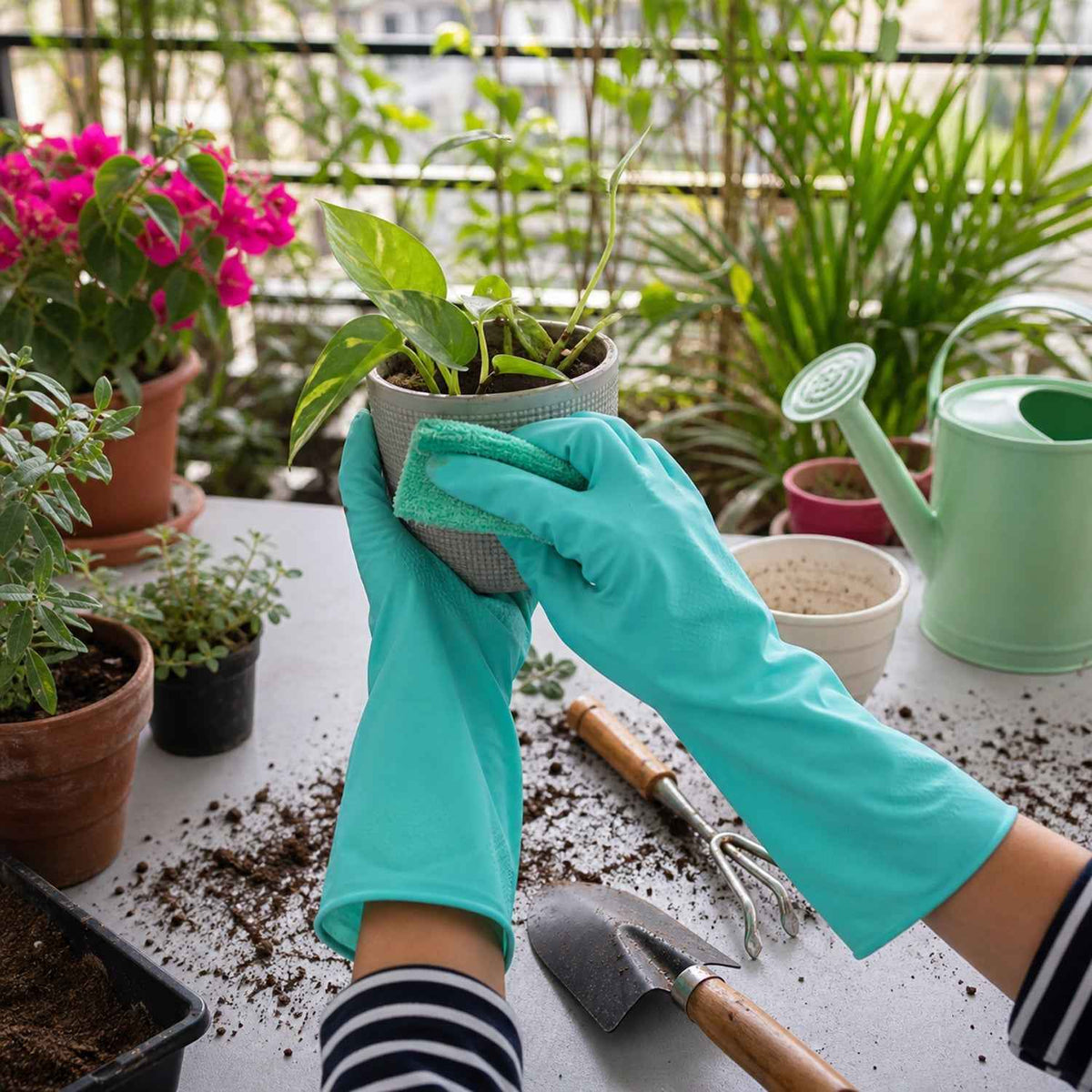 Large Victor Green Rubber Gloves Ð Reusable & Waterproof for Kitchen