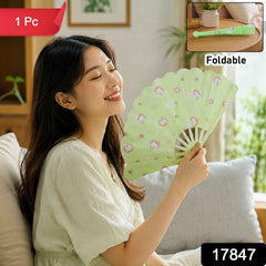 Foldable Handheld Fan 1 Pc Cute Printed Portable Manual Cooling Fan (1 Pc)