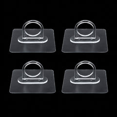 Adhesive plastic wall hook 4-piece set mounted on wall for home organisation