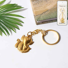 Ganesh Keychain – Durable Golden Leaf Design Accessory