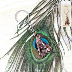 Bal Krishna keychain in crawling pose made from durable metal